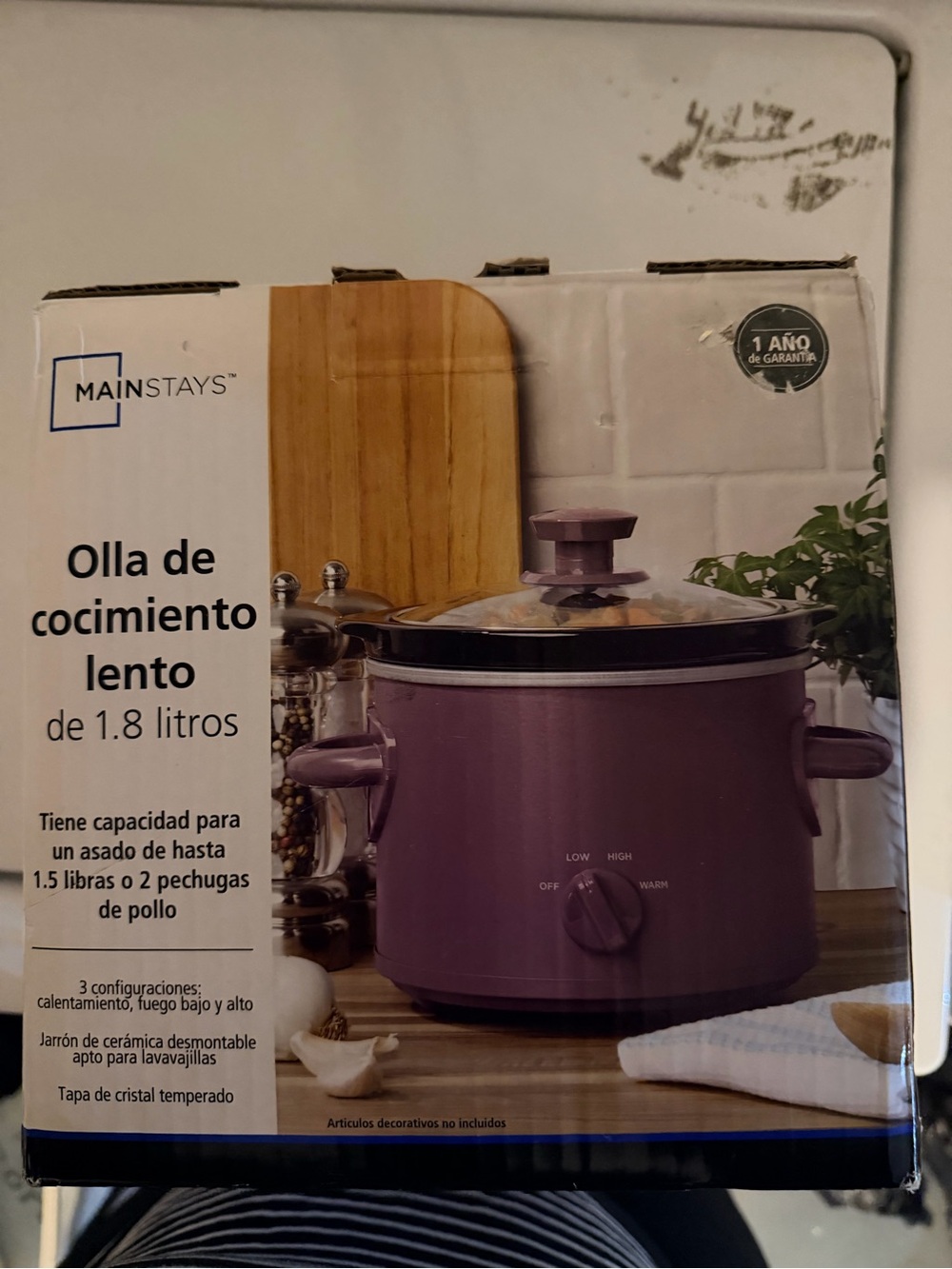 Mainstays Purple 1.8L Countertop Slow Cooker